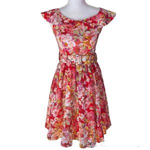 Lindy Bop Retro Pink Floral 50s Pinup Cottagecore Dress Size Small / Medium NWOT